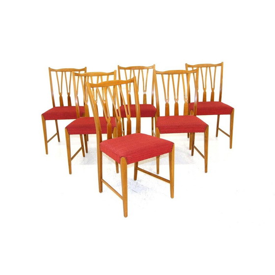 Image 1 of Ensemble de 6 chaises vintage en teck par Hugo Troeds pour Bjärnum, Suède 1950