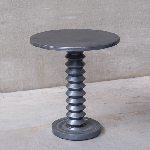 Table d'appoint vintage en chêne tourné, France 1950