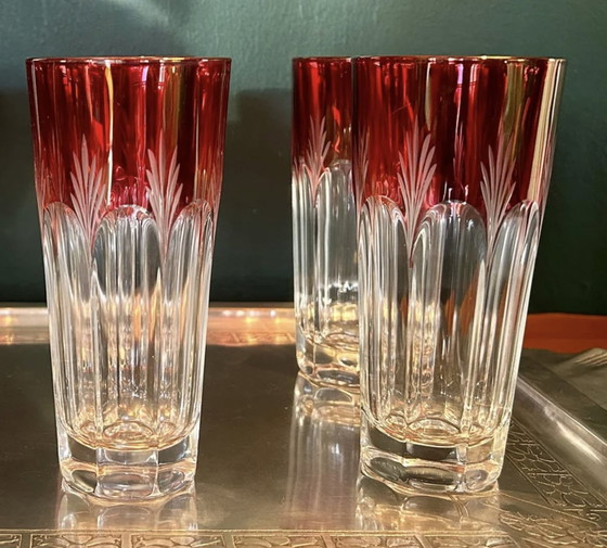 Image 1 of Verres Français Art Déco En Cristal Taillé