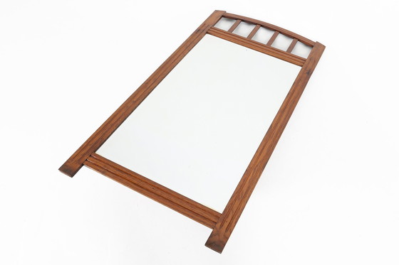 Image 1 of Miroir Art Déco en bois massif avec miroir à facettes, 1930S