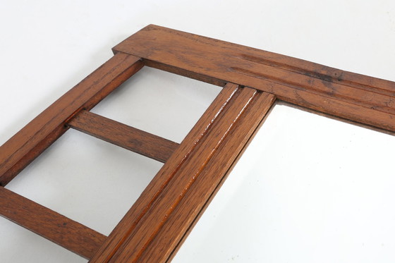 Image 1 of Miroir Art Déco en bois massif avec miroir à facettes, 1930S