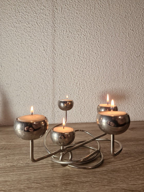 Image 1 of Chandelier vintage chromé