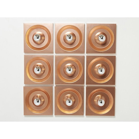 Image 1 of Ensemble de 9 lampes murales vintage en cuivre par Klaus Hempel pour Kaiser Leuchten, Allemagne 1970