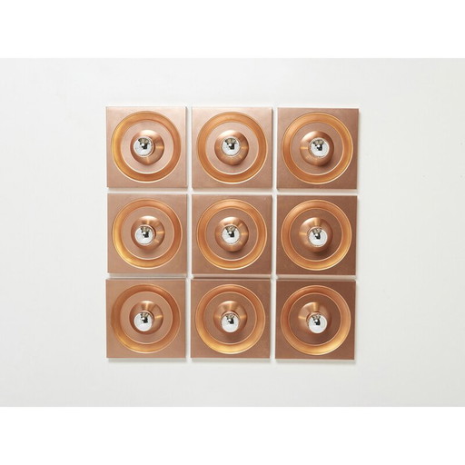 Ensemble de 9 lampes murales vintage en cuivre par Klaus Hempel pour Kaiser Leuchten, Allemagne 1970
