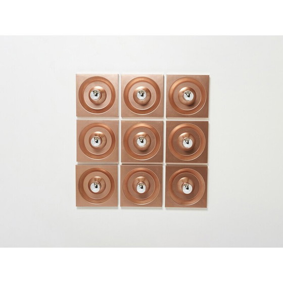 Image 1 of Ensemble de 9 lampes murales vintage en cuivre par Klaus Hempel pour Kaiser Leuchten, Allemagne 1970