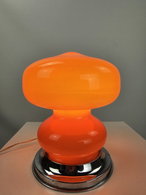 Lampe à poser en verre orange italienne