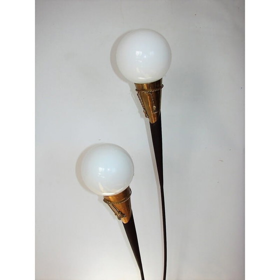 Image 1 of Lampadaire du milieu du siècle en métal, laiton et verre, années 1960.
