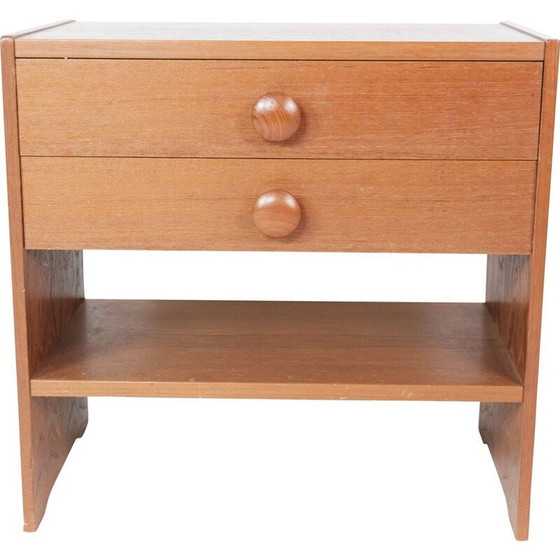 Image 1 of Table de nuit vintage avec tiroirs en teck par PBJ Furniture, 1960s