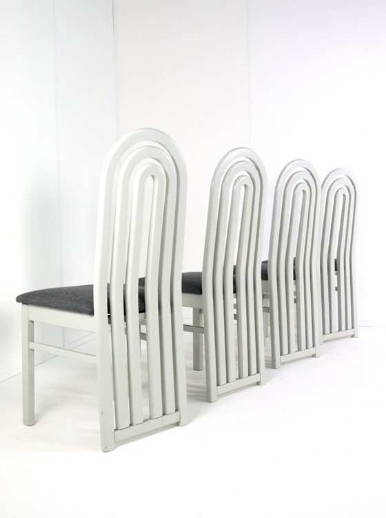 Image 1 of Ensemble de 4 chaises des années 80 'Meern' Vintage New Upholstery