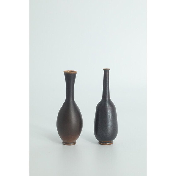 Image 1 of Paire de vases de collection en grès Wenge de John Andersson pour Höganäs Ceramics, Suède 1950