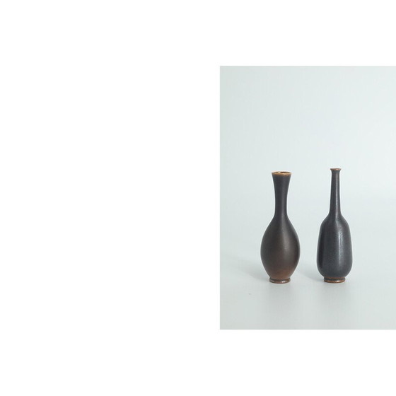 Image 1 of Paire de vases de collection en grès Wenge de John Andersson pour Höganäs Ceramics, Suède 1950