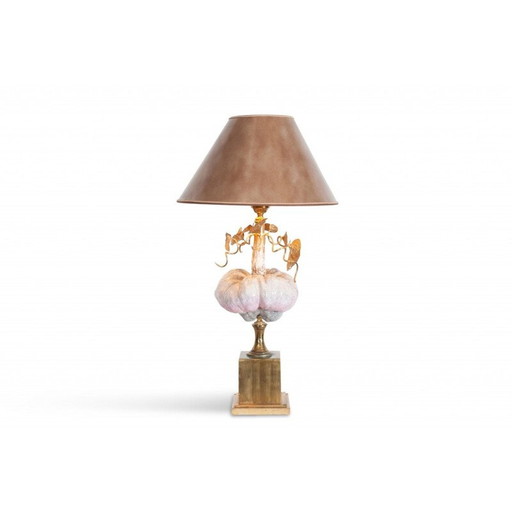 Lampe en porcelaine et laiton par Hollywood Regency - années 1970