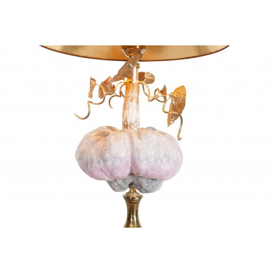 Image 1 of Lampe en porcelaine et laiton par Hollywood Regency - années 1970