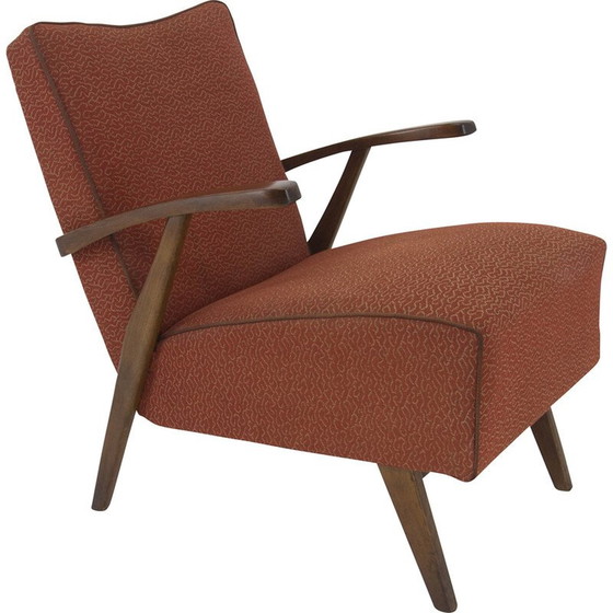 Image 1 of Fauteuil vintage rouge, Tchécoslovaquie 1960
