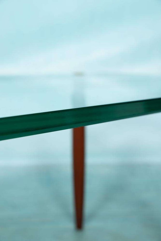 Image 1 of Table basse vintage verre teck laiton, table basse midmod