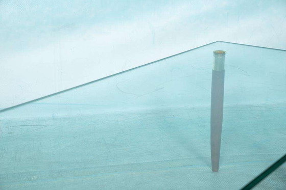 Image 1 of Table basse vintage verre teck laiton, table basse midmod