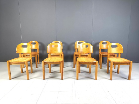 Image 1 of Chaises de salle à manger en pin - 1980S - Lot de 8