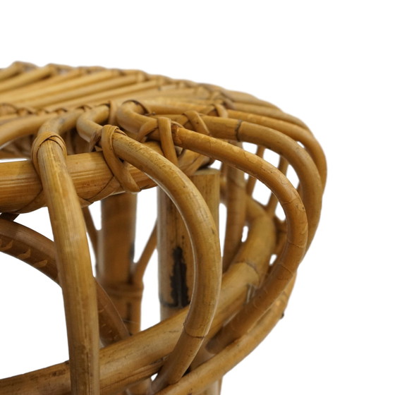 Image 1 of Mid Century 50Er Bamboo Tabouret Vintage Table d'appoint