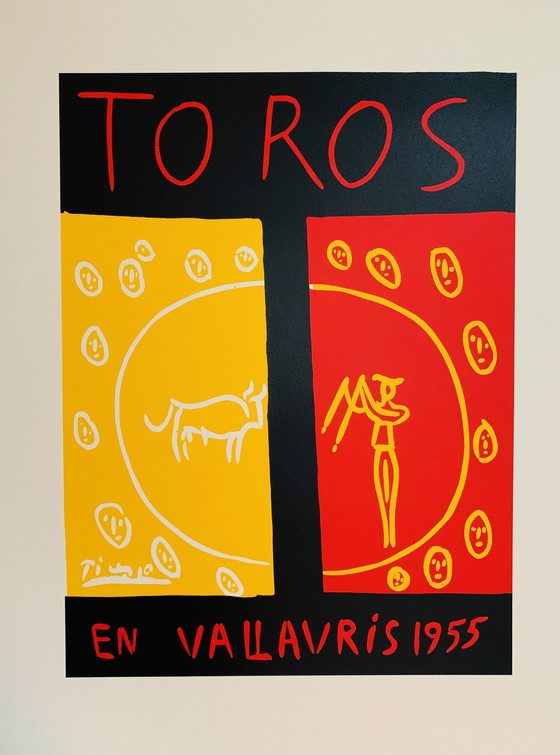 Image 1 of Pablo Picasso, lithographie couleur offset autorisée, haute qualité, édition limitée : "Torros et Vallauris 1955".