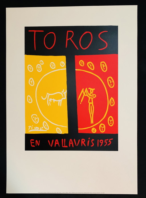 Pablo Picasso, lithographie couleur offset autorisée, haute qualité, édition limitée : "Torros et Vallauris 1955".