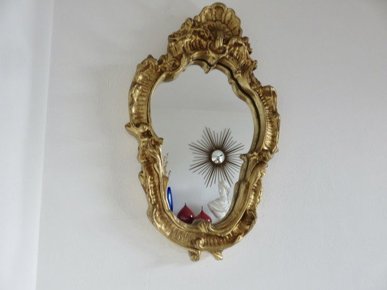 Image 1 of Miroir Style Baroque, En Résine Dorée, France, 1960/1970