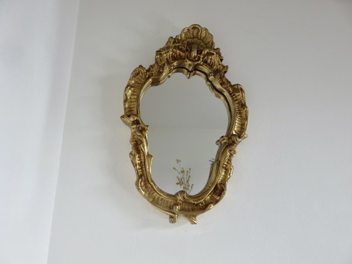 Miroir Style Baroque, En Résine Dorée, France, 1960/1970