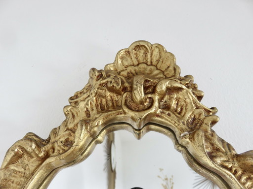 Miroir Style Baroque, En Résine Dorée, France, 1960/1970