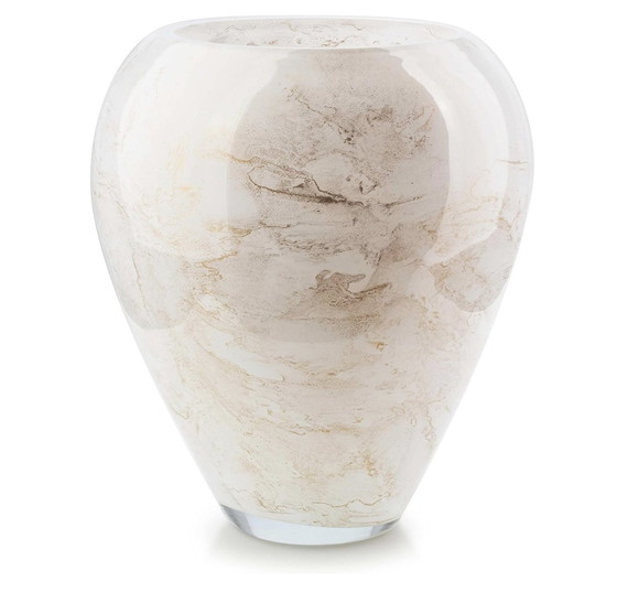 Image 1 of Vase - Verre Blanc Soufflé À La Bouche