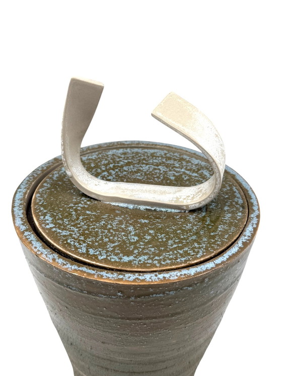 Image 1 of Vase en céramique artistique vert foncé de style Mid Century, Gabriele Bucci Italie vers les années 2000