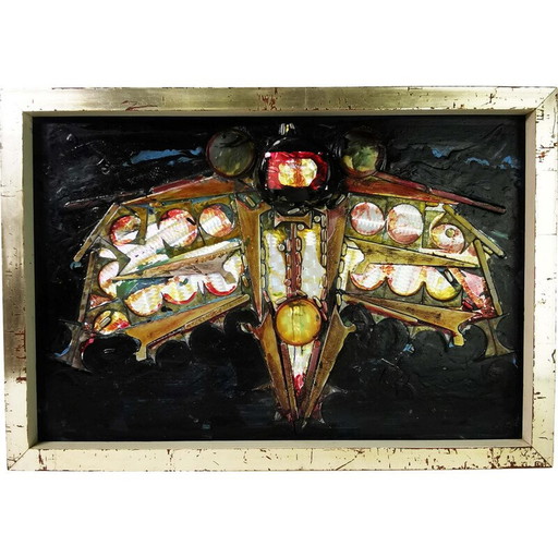 Peinture vintage "Icarus" en peinture, métal, plastique et bois par Horst Rumstedt, 1921s