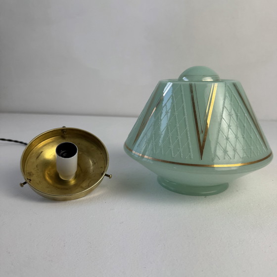 Image 1 of Ancienne Suspension Bleu-Vert Vintage 1950