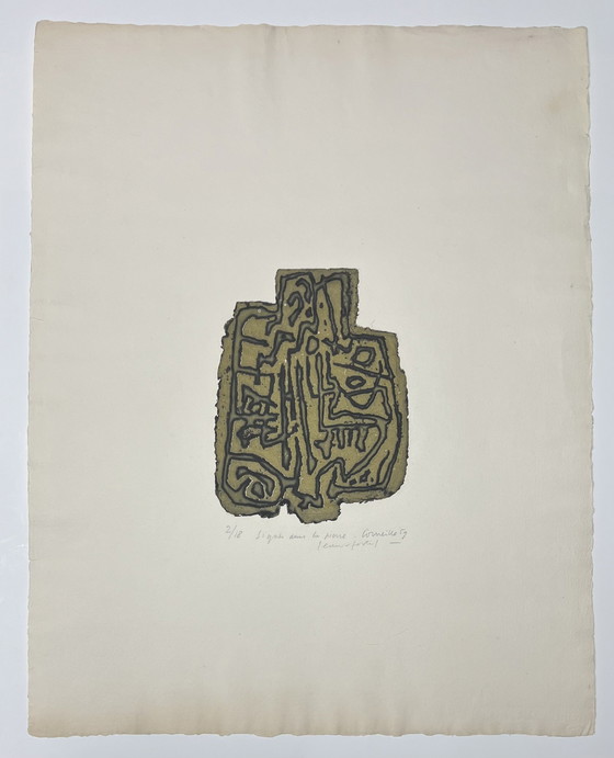 Image 1 of Signed; Guillaume Corneille Eau-Forte En Couleurs Signes Dans La Pierre, 1959 - 2/18