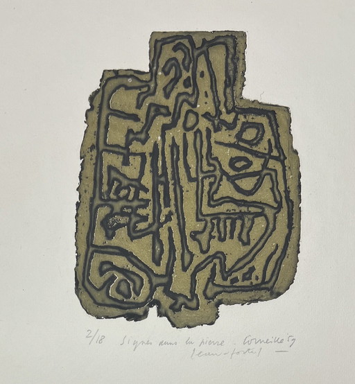 Signed; Guillaume Corneille Eau-Forte En Couleurs Signes Dans La Pierre, 1959 - 2/18