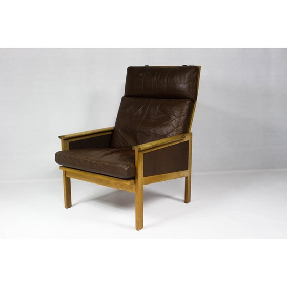 Image 1 of Chaise longue en cuir à haut dossier Capella par Illum Wikkelsø - années 1960