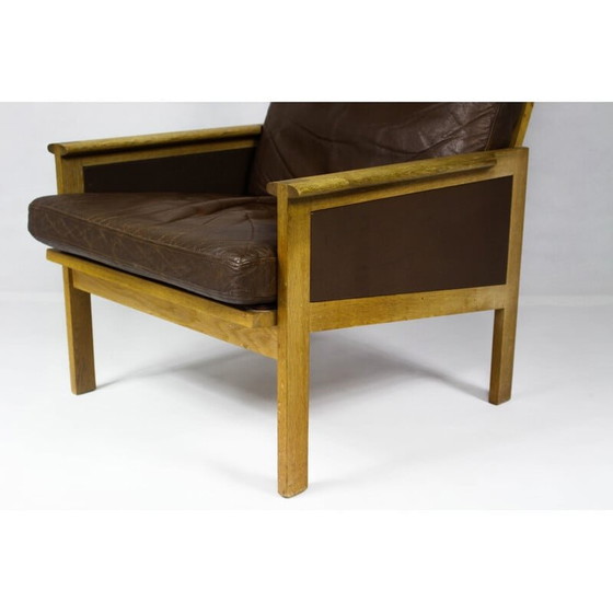 Image 1 of Chaise longue en cuir à haut dossier Capella par Illum Wikkelsø - années 1960