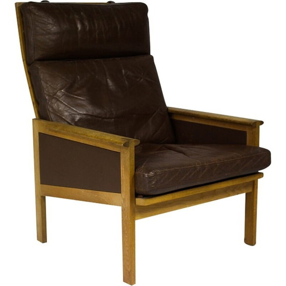 Image 1 of Chaise longue en cuir à haut dossier Capella par Illum Wikkelsø - années 1960