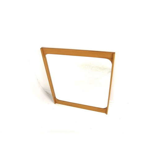 Miroir scandinave vintage en bois de chêne, Suède 1960