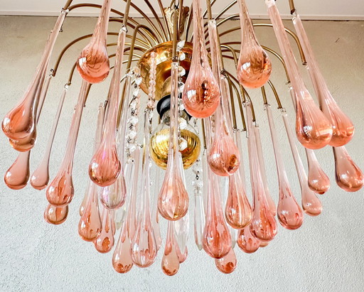 Lustre en forme de goutte d'eau rose