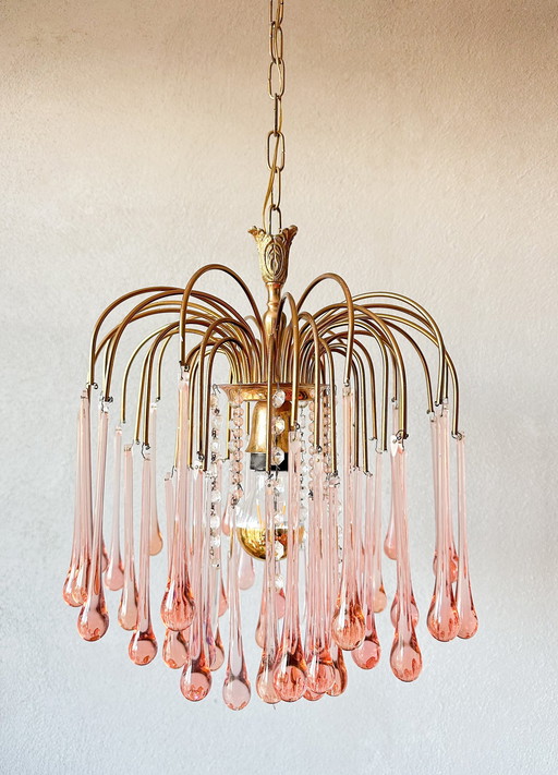 Lustre en forme de goutte d'eau rose