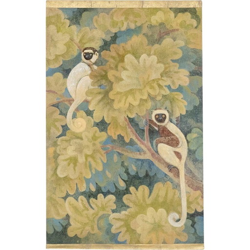 Peinture vintage représentant des singes, France