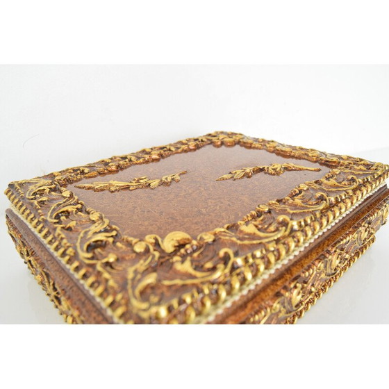 Image 1 of Boîte à bijoux en bois et tissu du milieu du siècle, Tchécoslovaquie années 1960