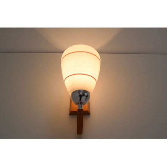 Image 1 of Applique vintage en bois et verre par Drevo Humpolec, Tchécoslovaquie 1970