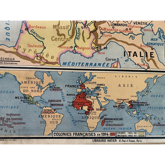 Image 1 of Carte géographique et historique d'époque "La France de 1815 à 1914" par P. Briard