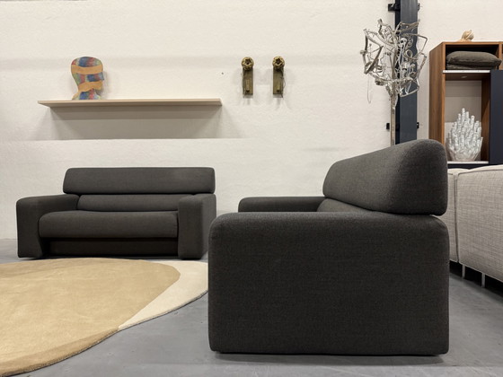 Image 1 of Gelderland 6441 Ensemble canapé + pouf Tissu Dune Brun Noir