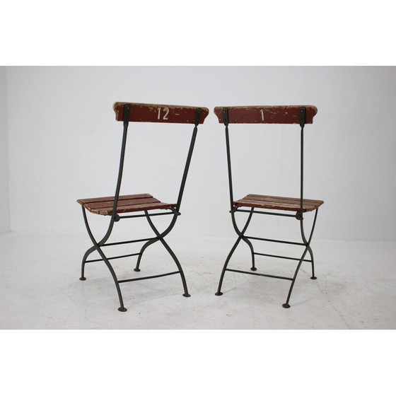 Image 1 of Ensemble de 4 chaises de jardin pliantes vintage, Tchécoslovaquie années 1920