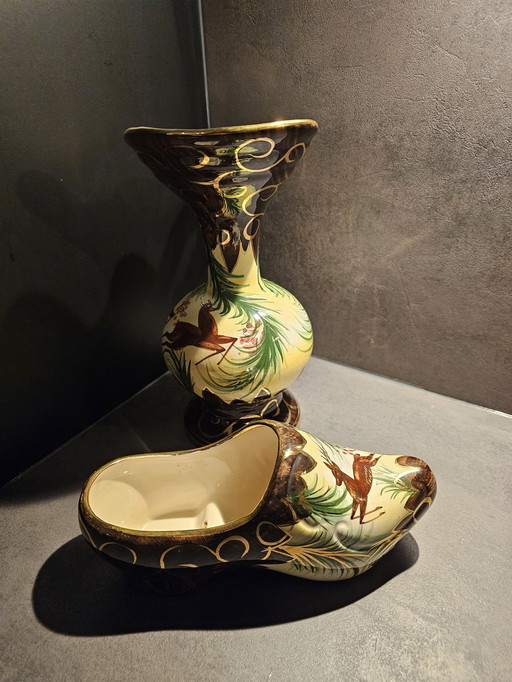 Ensemble Hubert Bequet, vase et sabot