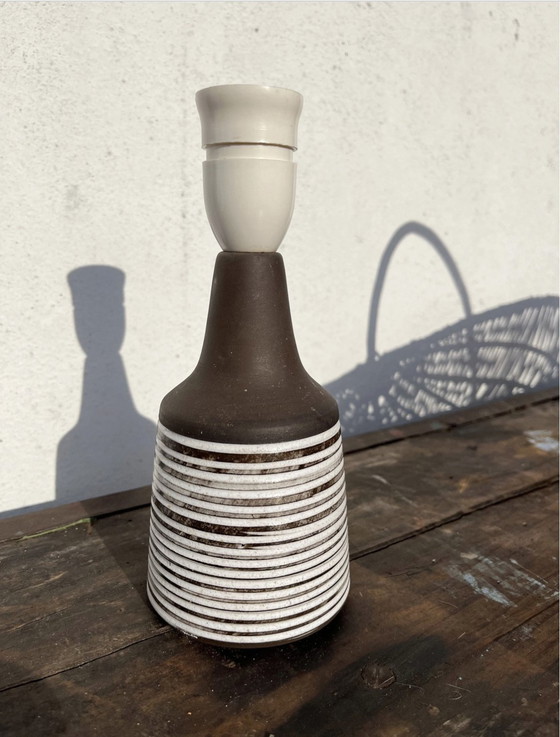 Image 1 of Stonewar Table Lamp Relief, Scandinavian, Vintage Lamp Foot With White Stripe Relief, 1970S