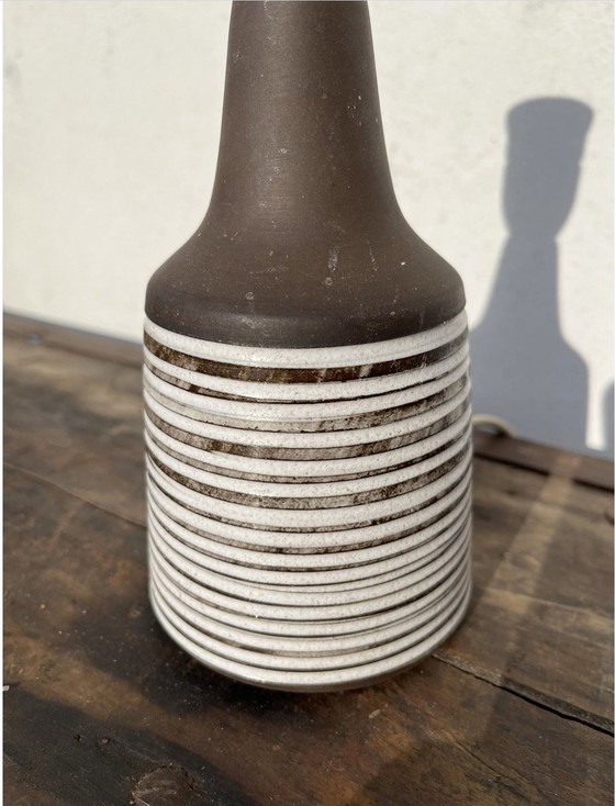 Image 1 of Stonewar Table Lamp Relief, Scandinavian, Vintage Lamp Foot With White Stripe Relief, 1970S