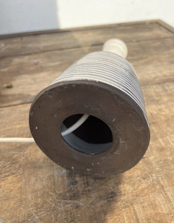 Image 1 of Stonewar Table Lamp Relief, Scandinavian, Vintage Lamp Foot With White Stripe Relief, 1970S