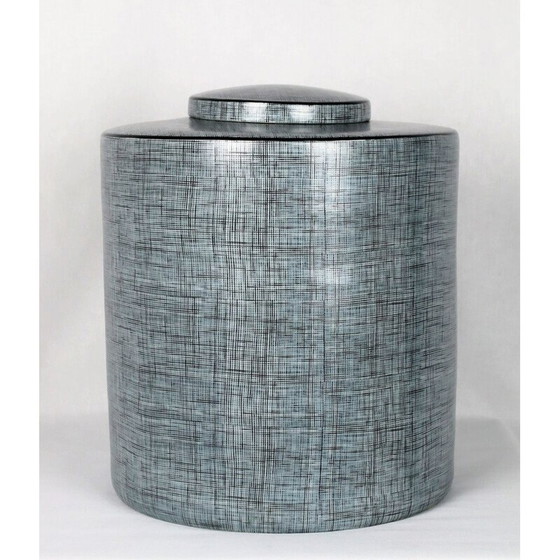 Image 1 of Boîte vintage en porcelaine noire et grise de François Bernard, 1990